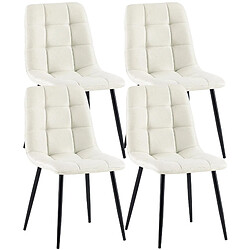 Decoshop26 Lot de 4 chaises de salle à manger en tissu crème pieds métal noir design moderne et confortable CDS10411 