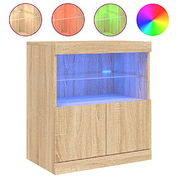 Maison Chic Commode Buffet - Meuble de rangement avec lumières LED chêne sonoma 60x37x67 cm -GKD25363