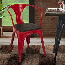 Ahd Amazing Home Design Chaises design industriel en bois et métal de style Tolix Cuisines de bar Steel Wood Arm, Couleur: Rouge