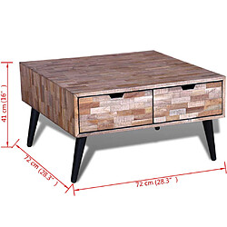 vidaXL Table basse avec 4 tiroirs Bois de teck recyclé pas cher