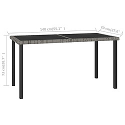 vidaXL Table à dîner de jardin Gris 140x70x73 cm Résine tressée pas cher