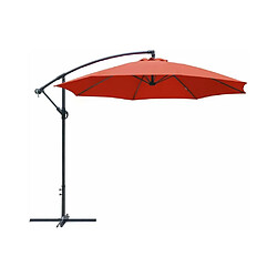 ALIZÉ Parasol rond déporté inclinable avec pied en croix paprika.