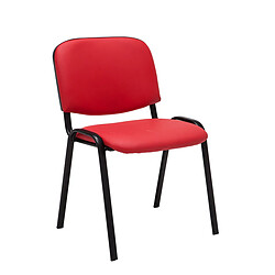 Decoshop26 Lot de 4 chaises visiteur empilable zone d'attente en PVC rouge piètement à 4 pieds en métal noir 10_0003187