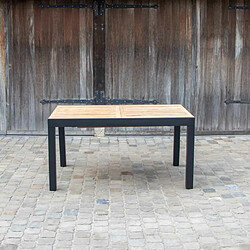 Wilsa Garden Table Baliteck 6/10 personnes structure aluminium noire, plateau en lame de Teck