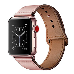 Wewoo Pour Apple Watch 3/2/1 Génération 38 mm Bracelet en cuir à boucle universelle rose 