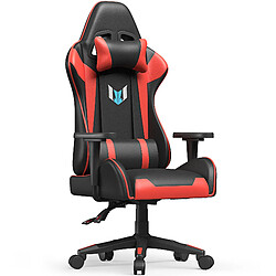 Fauteuil de Bureau Ergonomique - BIGZZIA Siège Gamer avec appui-tête et oreiller lombaires - Inclinable 90 °-155 ° - Noir et Rouge