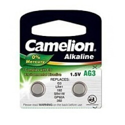 Camelion 12000203 Pack de 2 Piles Bouton Alkaline AG3/LR41/LR736/392 1,5 V 