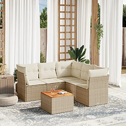 vidaXL Salon de jardin avec coussins 6 pcs beige résine tressée 