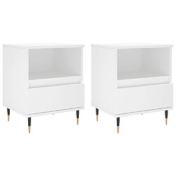 Maison Chic Lot de 2 Tables de chevet,Table de nuit,Table d'appoint pour salon blanc 40x35x50 cm bois d’ingénierie -MN36432