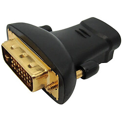 Adaptateur HDMI vers DVI - OMENEX 1 connecteur HDMI Femelle en or 1 connecteur DVI-D Mâle en or Dimension : 68 x 120 x 30 mm. Permet de transformer un connecteur HDMI en connecteur DVI-D.