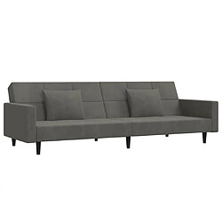 Maison Chic Canapé-lit convertible, Clic-Clac à 2 places avec deux oreillers Gris foncé Velours -GKD89545