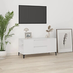 Maison Chic Meuble TV scandinave - Banc TV pour salon Blanc 102x44,5x50 cm Bois d'ingénierie -MN53387