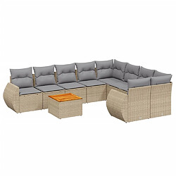 Maison Chic Salon de jardin avec coussins 9 pcs, Ensemble Tables et chaises de jardin, beige résine tressée -GKD958324