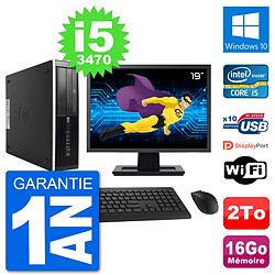 PC HP 8300 Elite SFF Ecran 19" Intel i5-3470 RAM 16Go Disque 2To Windows 10 Wifi - Occasion