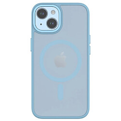 QDOS Coque pour iPhone 14 Hybrid Soft avec Snap Compatible MagSafe Bleu