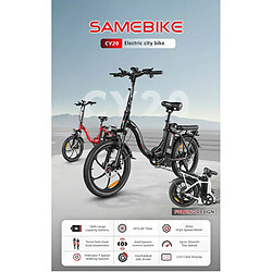 SAMEBIKE Vélo électrique, pneu 20*2.35 pouces, moteur 350W, batterie 36V 12Ah, vitesse max 32km/h, CY20 - Bleu lac pas cher