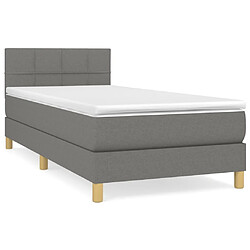 vidaXL Sommier à lattes de lit avec matelas Gris foncé 100x200cm Tissu