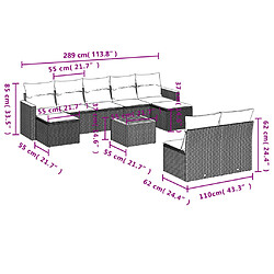 Avis vidaXL Salon de jardin 10 pcs avec coussins noir résine tressée