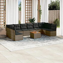 Maison Chic Salon de jardin 11 pcs avec coussins, Ensemble Tables et chaises d'extérieur gris résine tressée -GKD732451