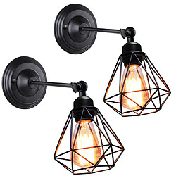 Stoex Lot de 2 Applique Mural Industrielle Design forme Cage Diamant Ajustable Lampe de Plafond Métal Luminaire pour Salon Chambre Salle à manger(Sans am Lot de 2 Applique Mural Industrielle Design forme Cage Diamant Ajustable Lampe de Plafond Métal Luminaire pour Salon Chambre Salle à manger(Sans ampoule)