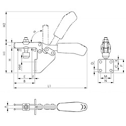 Avis AMF Dispositif de serrage horizontal à embase angulaire, Taille : 1, Force de rétention F1 0,8 kN, Force de rétention F2 1,1 kN, Long. totale : 120 mm