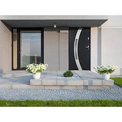 Vente-Unique Porte d'entrée en acier vitrée avec inox H207 x L100 cm anthracite - poussant gauche - TROFA 