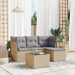 vidaXL Salon de jardin avec coussins 5 pcs beige résine tressée 