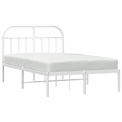 Acheter Maison Chic Lit adulte - Cadre de lit métal avec tête de lit pour chambre blanc 135x190 cm -MN21055