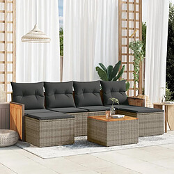 vidaXL Salon de jardin avec coussins 7 pcs gris résine tressée 