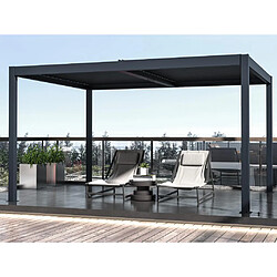 Vente-Unique Pergola bioclimatique autoportante électrique en aluminium avec lames orientables 12 m² anthracite - AMADORA