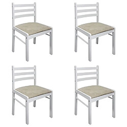 vidaXL Chaises à manger lot de 4 blanc hévéa solide et velours