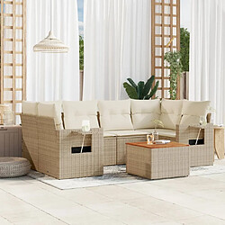 Maison Chic Salon de jardin avec coussins 7 pcs, Ensemble Tables et chaises de jardin, beige résine tressée -GKD158971