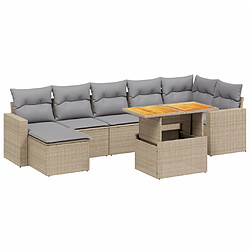 vidaXL Salon de jardin avec coussins 8pcs mélange beige résine tressée