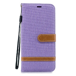 Etui en PU tissu jean bicolore violet pour votre Samsung Galaxy J4 Plus/J4 Prime