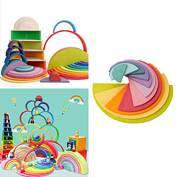 Bois arc-en-ciel jouets empilables grand empileur nidification blocs de construction nidification Puzzles éducatifs Montessori jouets pour enfants 3 4 pas cher