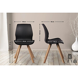 Decoshop26 Lot de 2 chaises de salle à manger en plastique noir style scandinave pieds bois CDS101140