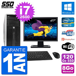 PC Tour HP 6300 CMT Ecran 27" Intel i7-2600 RAM 8Go SSD 120Go Windows 10 Wifi · Occasion 