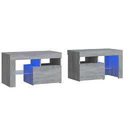 vidaXL Tables de chevet 2 pcs et lumières LED Sonoma gris 70x36,5x40cm