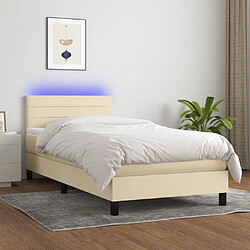 Sommier à lattes LED,Cadre à lattes de lit avec matelas pour Adulte Crème 80x200 cm Tissu -MN92557