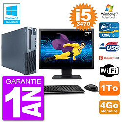 PC Lenovo M82 SFF Ecran 27" i5-3470 RAM 4Go Disque 1To Graveur DVD Wifi W7 - Occasion