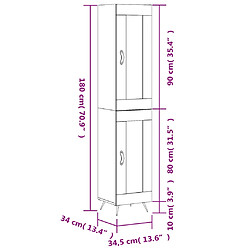 vidaXL Buffet haut Gris béton 34,5x34x180 cm Bois d'ingénierie pas cher