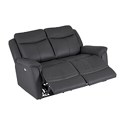 Vente-Unique Canapé 2 places relax électrique en cuir de vachette gris anthracite NOMAJO pas cher