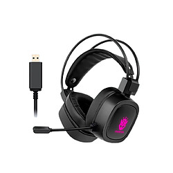 General Casque de jeu, prise audio USB, coussinets en mousse à mémoire de forme, léger, lumière LED, basses surround, compatible avec PC, PlayStation, Xbox, Nintendo Switch.(Prise USB noire)