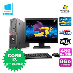 Lot PC Fujitsu E720 E85+ I3-4130 3.4GHz 8Go 480Go Graveur WIFI W7 + Ecran 17" · Occasion 