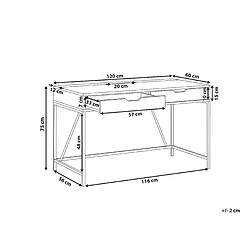 Beliani Bureau noir / effet bois clair avec 2 tiroirs 120 x 60 cm JENA