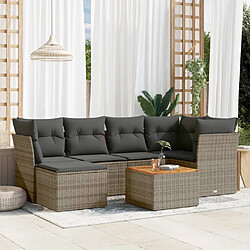 vidaXL Salon de jardin avec coussins 7 pcs gris résine tressée 