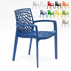 Chaise en polypropylène accoudoirs jardin café Grand Soleil Gruvyer Arm, Couleur: Bleu