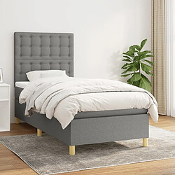 vidaXL Sommier à lattes de lit avec matelas Gris foncé 100x200cm Tissu