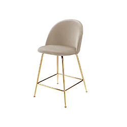 Avis Vente-Unique Lot de 2 tabourets de bar en velours et métal doré - Beige - MELBOURNE