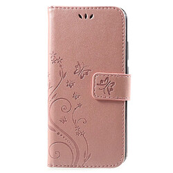 Etui en PU  or rose papillon fleur pour Huawei P20 Lite